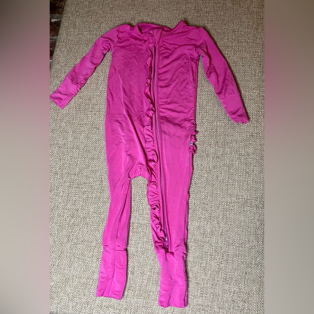Birdie Bean Pink Ruffled Bamboo Romper 3-6 Months